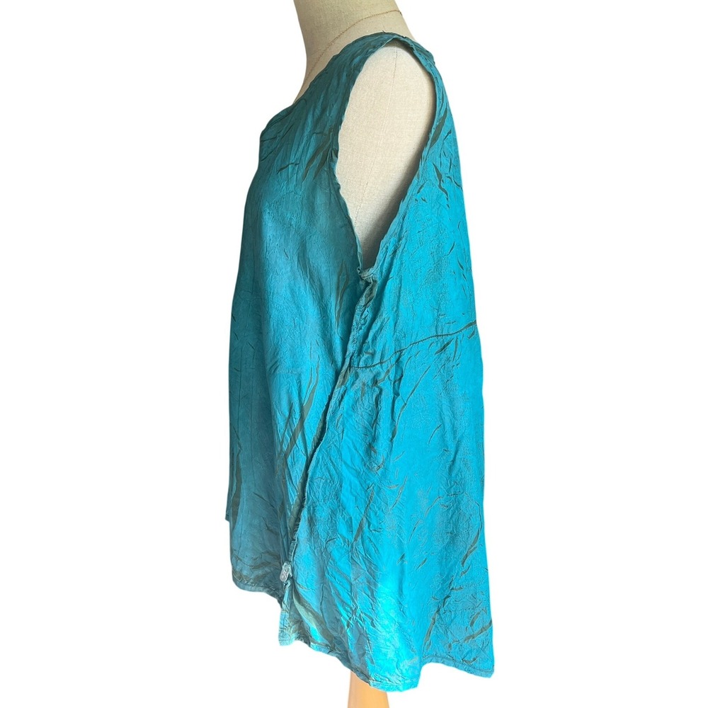 Skif Tunic Top L Turquoise Blue Excellent Sleeveless V-Neck Boho Lagenlook USA - Picture 2 of 8
